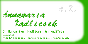 annamaria kadlicsek business card